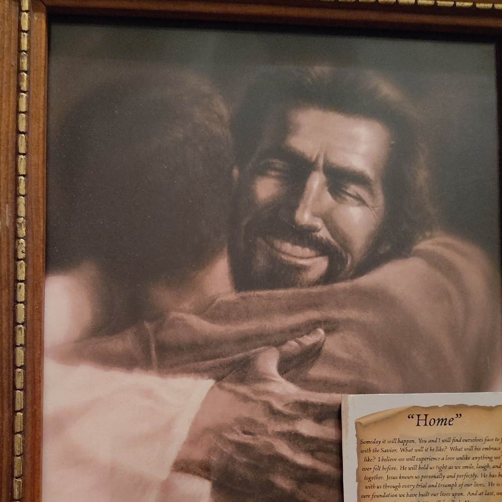 Framed Art Print with Embracing Figures